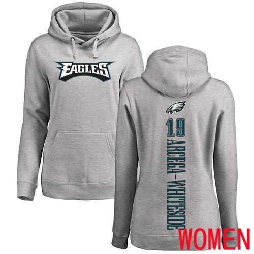 Women Philadelphia Eagles #19 JJ Arcega-Whiteside Ash Backer NFL Pullover Hoodie Sweatshirts->women nfl jersey->Women Jersey